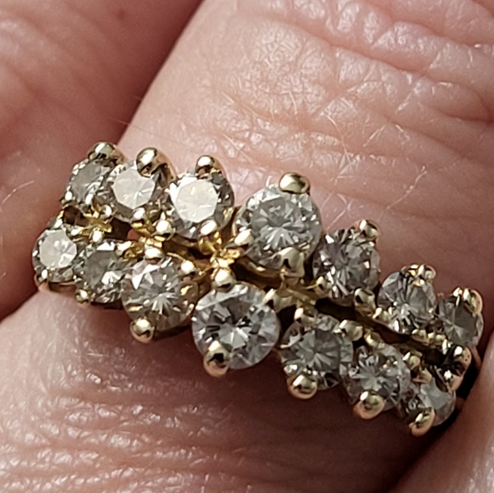 14k Yellow & White Gold Round Diamond Anniversary Band - Picture 8 of 16